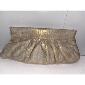 Vintage Pietro Alessandro‎ New York Beige & Gold Snakeskin Leather Clutch